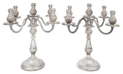Lot 382 - Pair of Camusso Sterling Silver Five-Light...