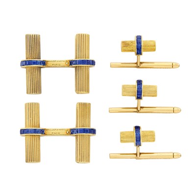 Lot 166 - Gold and Sapphire Dress Set, Van Cleef & Arpels, Paris