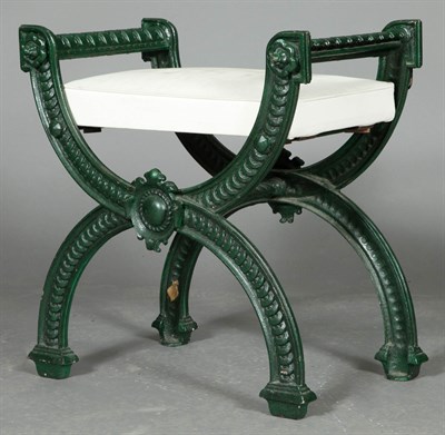 Lot 255 - Victorian Green-Painted Cast-Iron Bench...