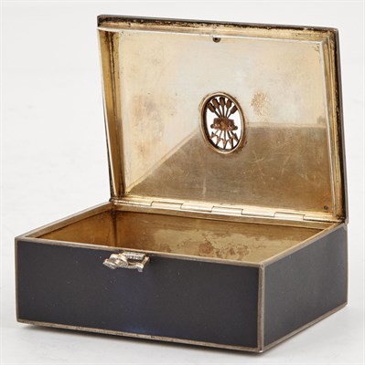 Lot 136 - Continental Jeweled and Lacquered Silver Box...