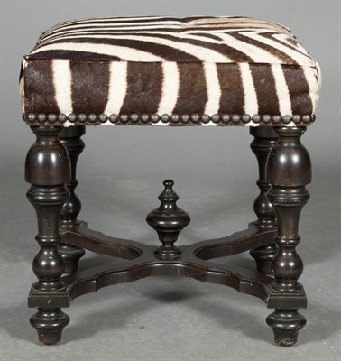 Lot 132 - Pair of Zebra Skin-Covered Ebonized Stools...
