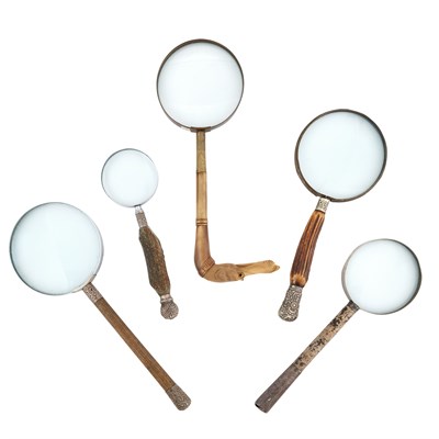 Lot 168 - Group of Five Magnifying Glasses With various...