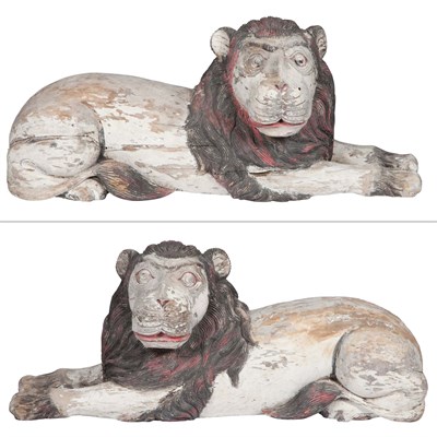 Lot 142 - Pair of Southeast Asian Style Painted and...