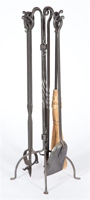 Lot 252 - Pair of Brass and Wrought-Iron Andirons;...