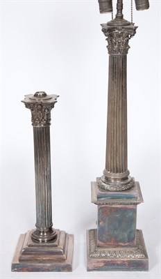 Lot 149 - Victorian Silver-Plated Columnar Lamp;...