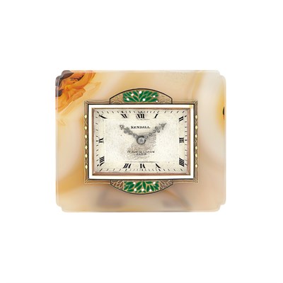 Lot 151 - Agate, Gold and Enamel Desk Clock, Kendall, Paris