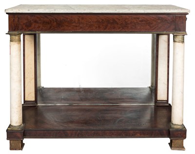 Lot 545 - Classical Mahogany and Marble Top Pier Table...