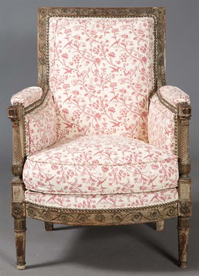 Lot 552 - Louis XVI Green-Painted Bergère Circa 1780 The...