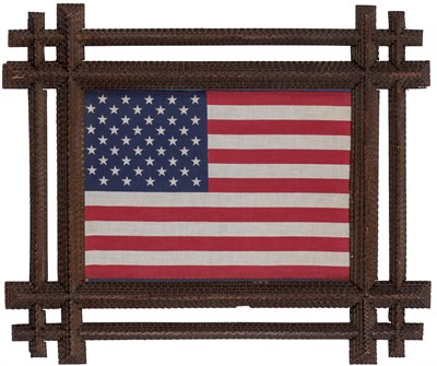 Lot 202 - Forty-Five Star American Flag in Tramp Art...