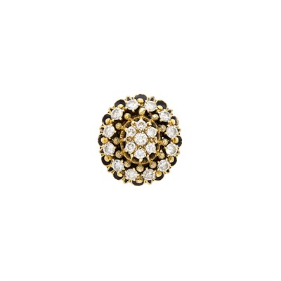 Lot 1242 - Gold, Black Enamel and Diamond Ring
