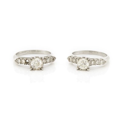 Lot 1418 - Two Platinum and Diamond Rings