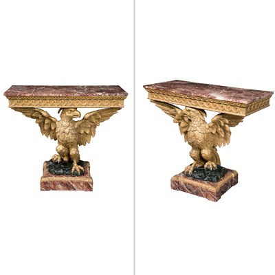 Lot 378 - Pair of George II Style Giltwood Console...