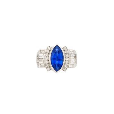 Lot 1198 - Platinum, Sapphire and Diamond Ring