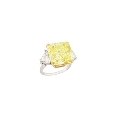 Lot 535 - Platinum, Gold, Fancy Yellow Diamond and Diamond Ring