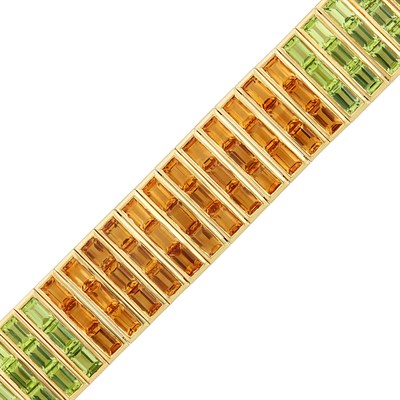 Lot 166 - Gold, Citrine and Peridot Bracelet