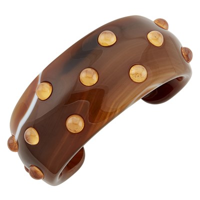 Lot 169 - Agate and Orange Stone Cuff Bracelet