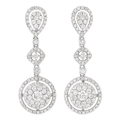 Lot 310 - Pair of White Gold and Diamond Pendant Earrings