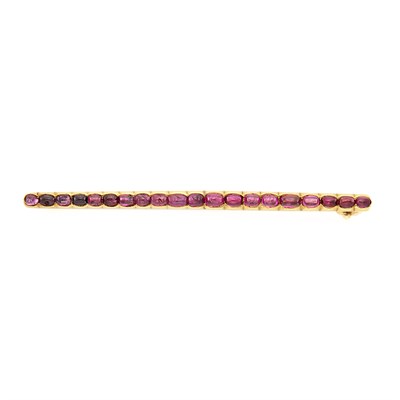 Lot 1498 - Gold and Ruby Bar Pin