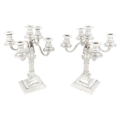 Lot 332 - Pair of Spanish Sterling Silver Five-Light...