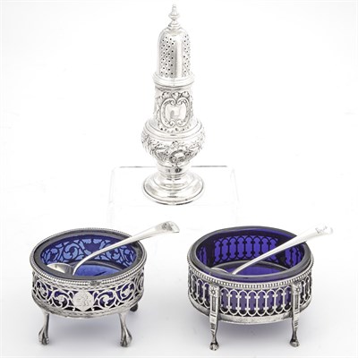 Lot 367 - Two Pairs of English Sterling Silver Open...