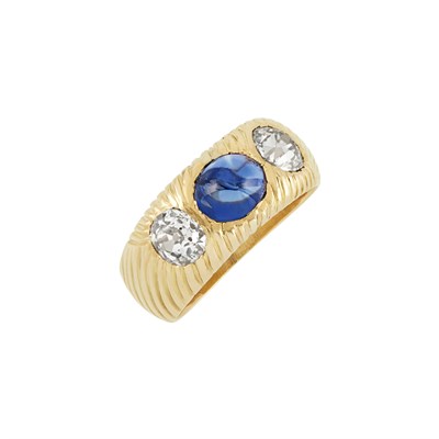 Lot 235 - Gold, Sapphire and Diamond Three Stone Ring
