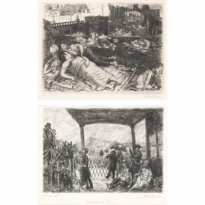 Lot 219 - John Sloan ROOFS, SUMMER NIGHT; WAKE ON THE...