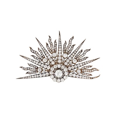 Lot 270 - Antique Silver, Gold and Diamond Sunburst Brooch