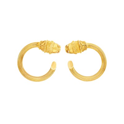 Lot 71 - Pair of Gold Hoop Earclips, Ilias Lalaounis