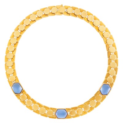 Lot 85 - Gold and Foil-Backed Cabochon Quartz Necklace, Marina B.