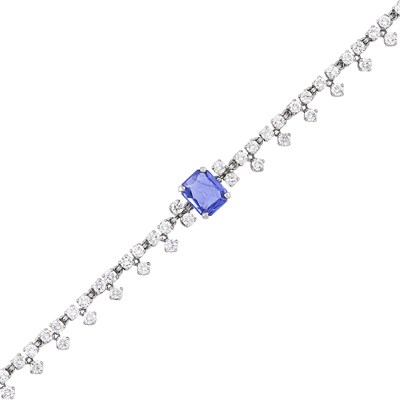 Lot 449 - Platinum, Sapphire and Diamond Bracelet