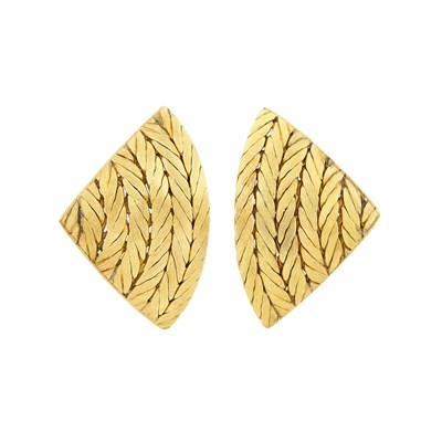 Lot 1129 - Pair of Gold Earclips