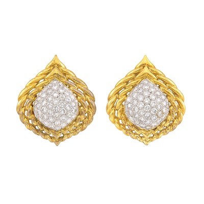 Lot 99 - Pair of Gold and Diamond Earclips