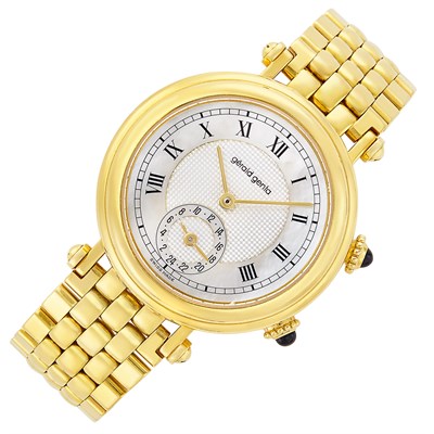 Lot 135 - Gold and Mother-of-Pearl Dual Time Wristwatch, Gérald Genta for Graff