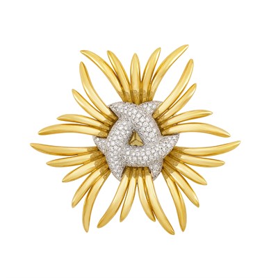 Lot 406 - Gold, Platinum and Diamond 'Ray' Clip-Brooch, Verdura