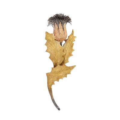 Lot 160 - Two-Color Gold and Silver Thistle Clip-Brooch, Mario Buccellati