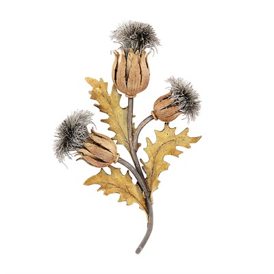 Lot 159 - Two-Color Gold and Silver Thistle Clip-Brooch, Mario Buccellati