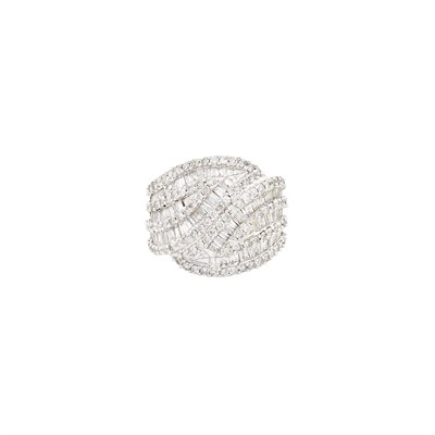 Lot 1190 - Wide White Gold and Diamond Ring