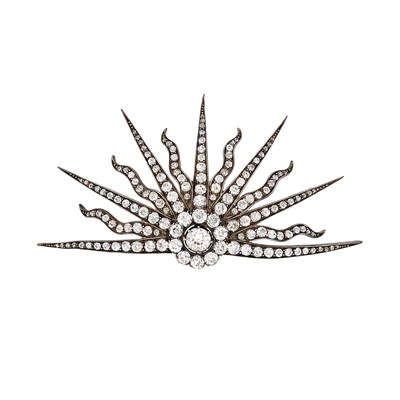 Lot 268 - Antique Silver, Gold and Diamond Sunburst Brooch