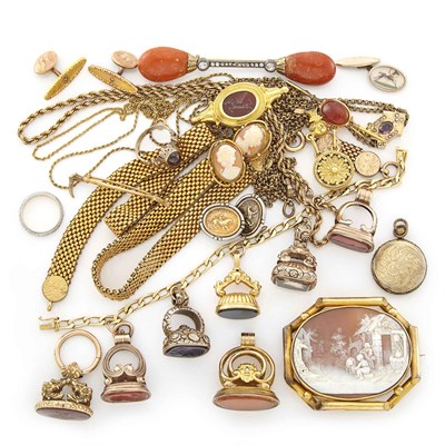 Lot 1690 - Group of Antique Gold, Low Karat Gold and Metal Jewelry