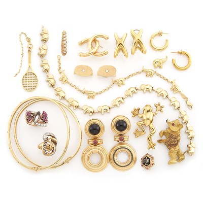 Lot 1619 - Group of Gold and Low Karat Gold Jewelry and Fragments