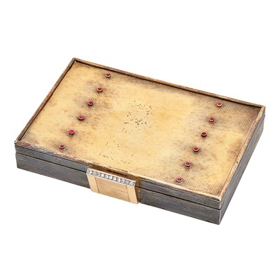 Lot 214 - Silver, Gold, Cabochon Ruby and Diamond Vanity, Boucheron, Paris