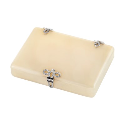 Lot 255 - Art Deco Agate, Platinum, Diamond and Black Onyx Case, Janesich, Paris