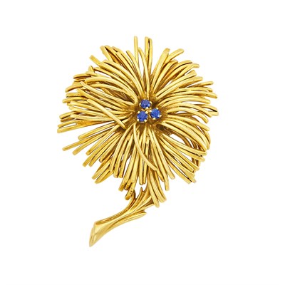 Lot 175 - Gold and Sapphire Flower Brooch, Tiffany & Co.