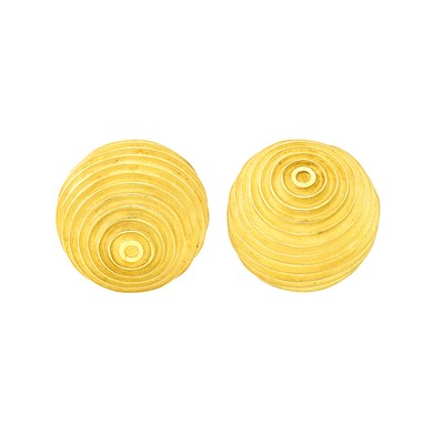 Lot 384 - Pair of Gold Spiral Dome Earclips, Christopher Walling