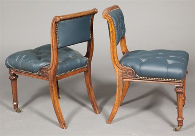 Lot 399 - Set of Four Victorian Oak Leather-Upholstered...