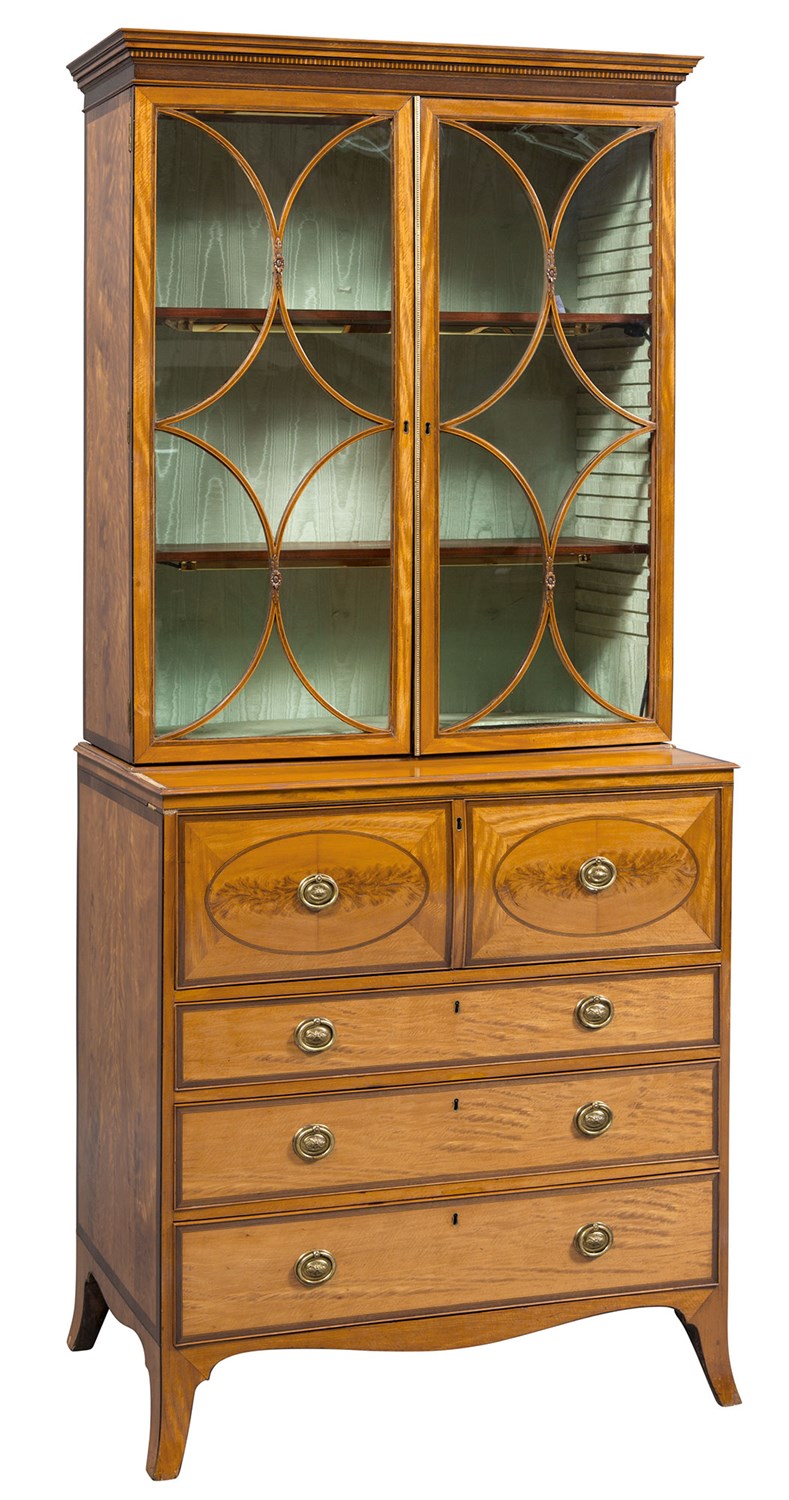 Lot 250 - George III Inlaid Satinwood Secretaire...