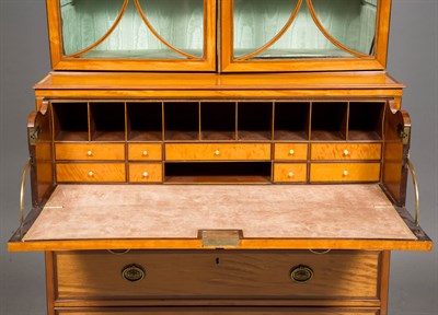 Lot 250 - George III Inlaid Satinwood Secretaire...