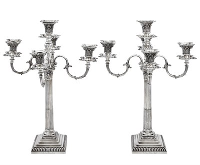 Lot 200 - Pair of Victorian Sterling Silver Five-Light...