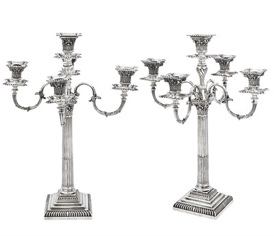 Lot 200 - Pair of Victorian Sterling Silver Five-Light...