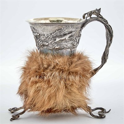 Lot 281 - William IV Fox Fur Mounted Sterling Silver Cup...